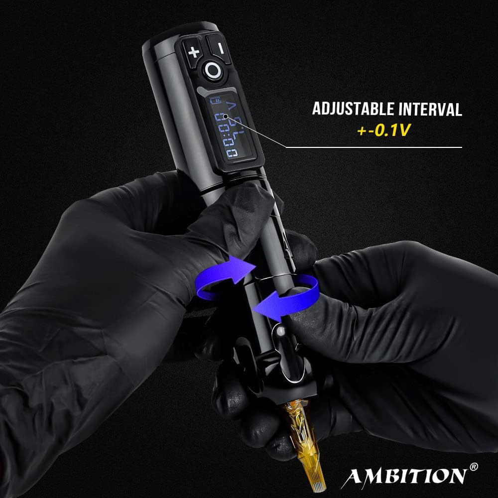 Ambition Soldier Rotary Battery Pen Tattoo Cartridge Machine with 2400mAh Power Japan Coreless Motor Digital LED Display Tattoo Equipment Supply for