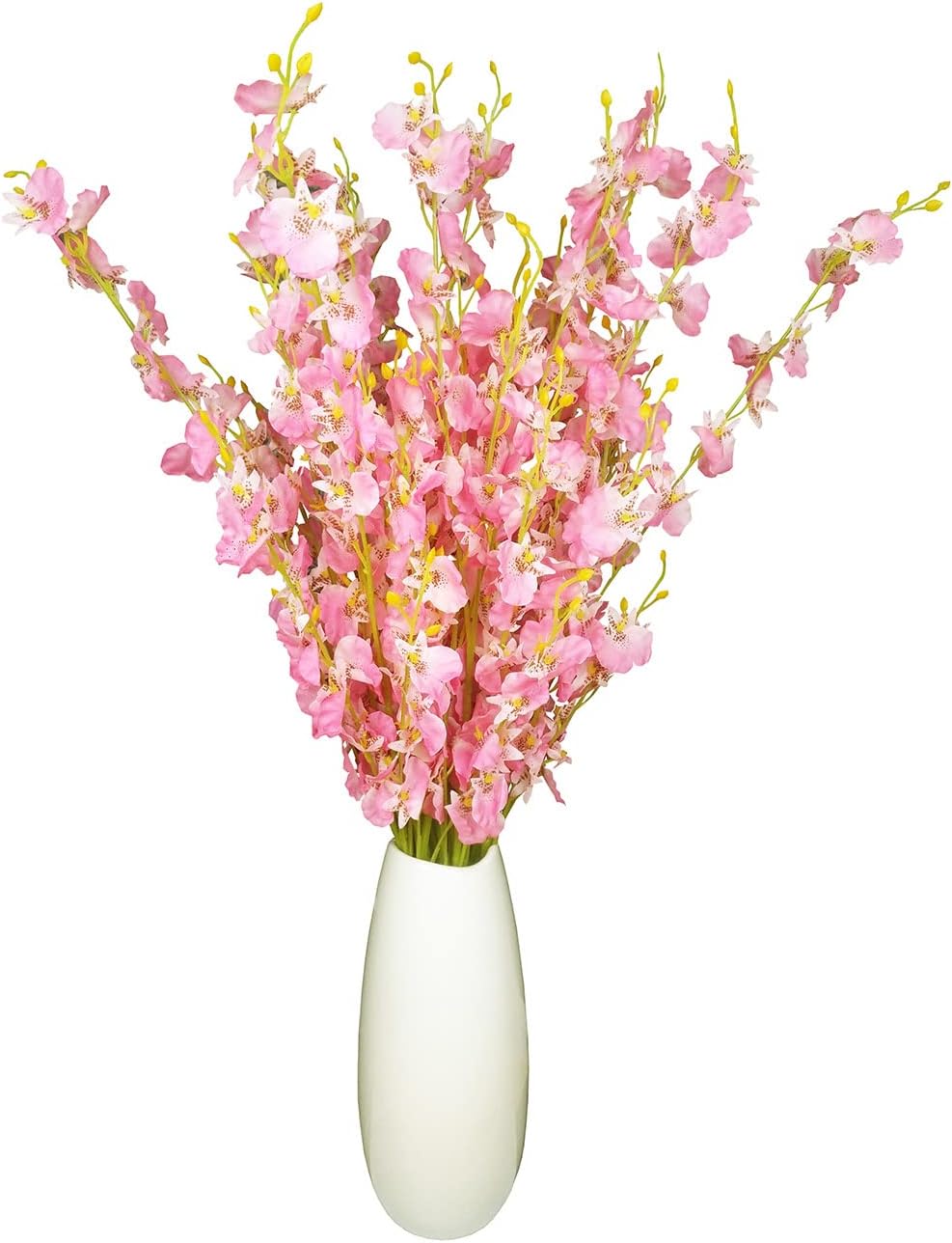 Yellow Artificial Flowers Orchids Silk Fake Flowers in Bulk, 12 Pcs (Each 38.5”), for Wedding Festive Party Home Office Decoration, No Include Vase