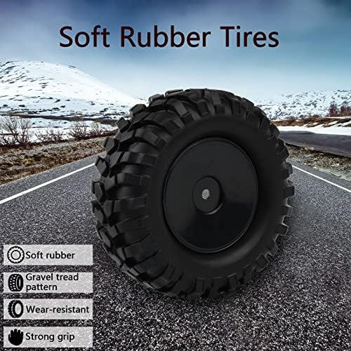 4PCS 1:10 RC Tires Rock Crawler Hex 12mm Hard Dish Wheels Rim | Rubber Tires, For Trail Finder 2, Gelande II, CR12 CC01 MST CMX, Trailer Tires