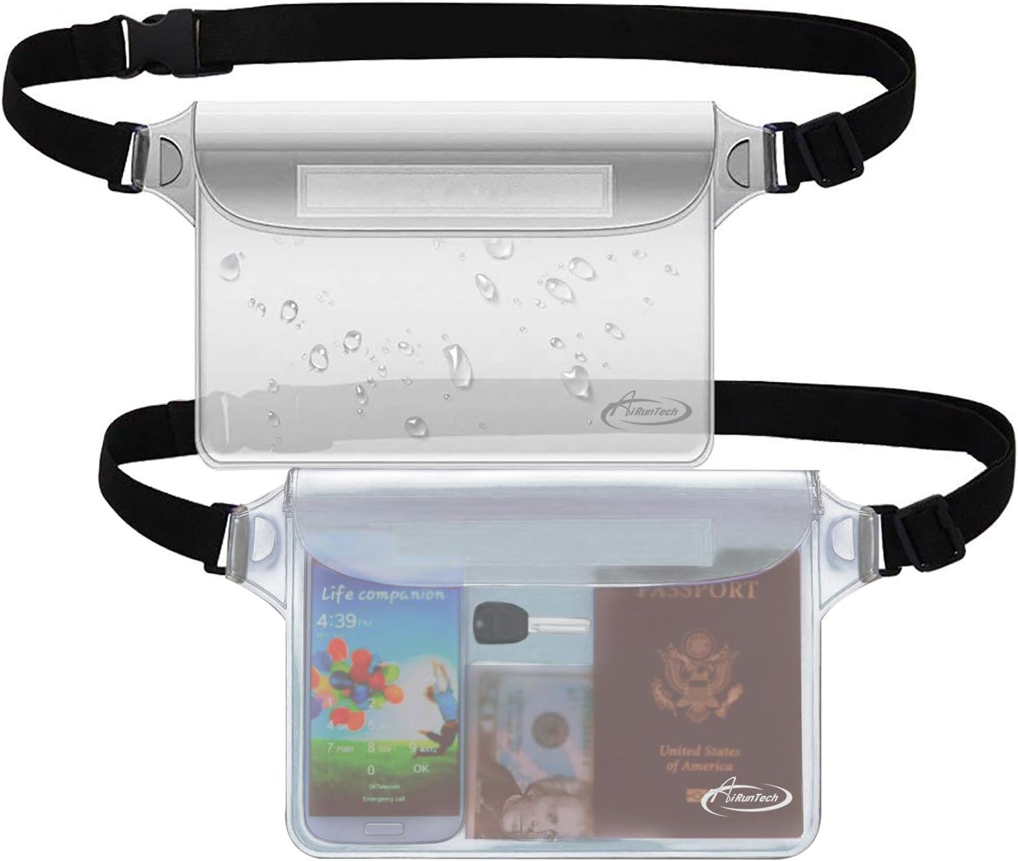 AiRunTech Waterproof Fanny Pack,Phone Pouch Dry Bag for Passport Wallet Purse,Floating Waterproof Bags for Travel Beach Swimming Kayaking Boating Cruise Accessories