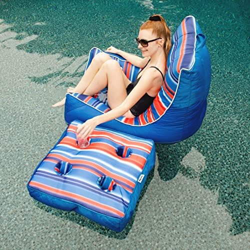Big Joe Captain's Caddie No Inflation Needed Pool Float Drink Holder, Blurred Americana Double Sided Mesh, 2ft