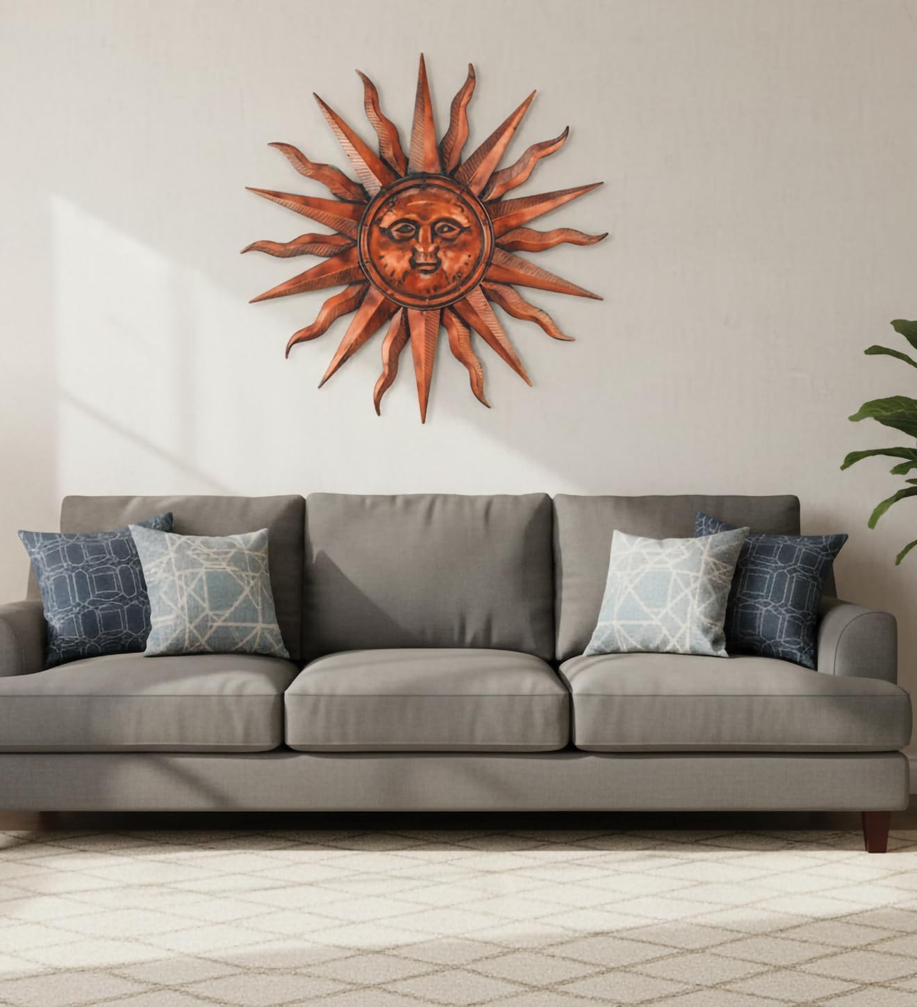Regal Art & Gift Handcrafted Metal Sun Wall Decor, Rustic Sunburst Wall Art | Copper Patina, 40 in, Metal, Rust-Resistant Sunburst Sculpture, Eye-Catching Accent for Patio, Garden & Home