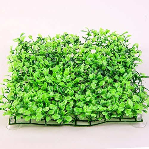 SLSON Aquarium Decorations Grass Artificial Plastic Lawn 9 inches Square Landscape Green Plants for Saltwater Freshwater Tropical Fish Tank Decoration