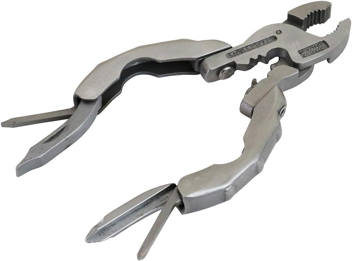 SWISS+TECH ST50016 Polished Stainless Steel 9-in-1 Micro Pocket Multitool with Screwdrivers, Pliers (Single Pack)