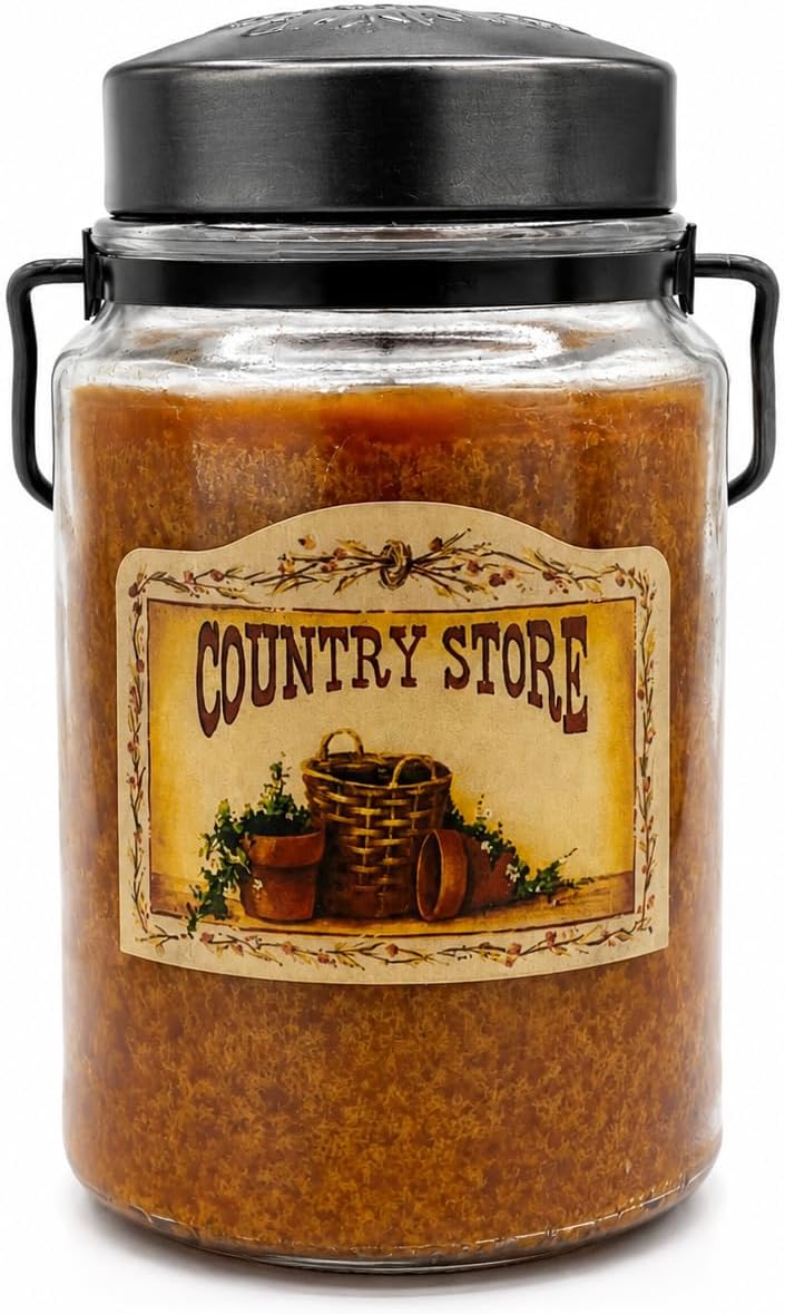 McCall’s Candles | Hot Buttered Rum | 26 oz Scented Candle | USA-Poured | Vintage Rustic Jar with Carrying Handle | Warm Buttery Spiced Rum Fragrance