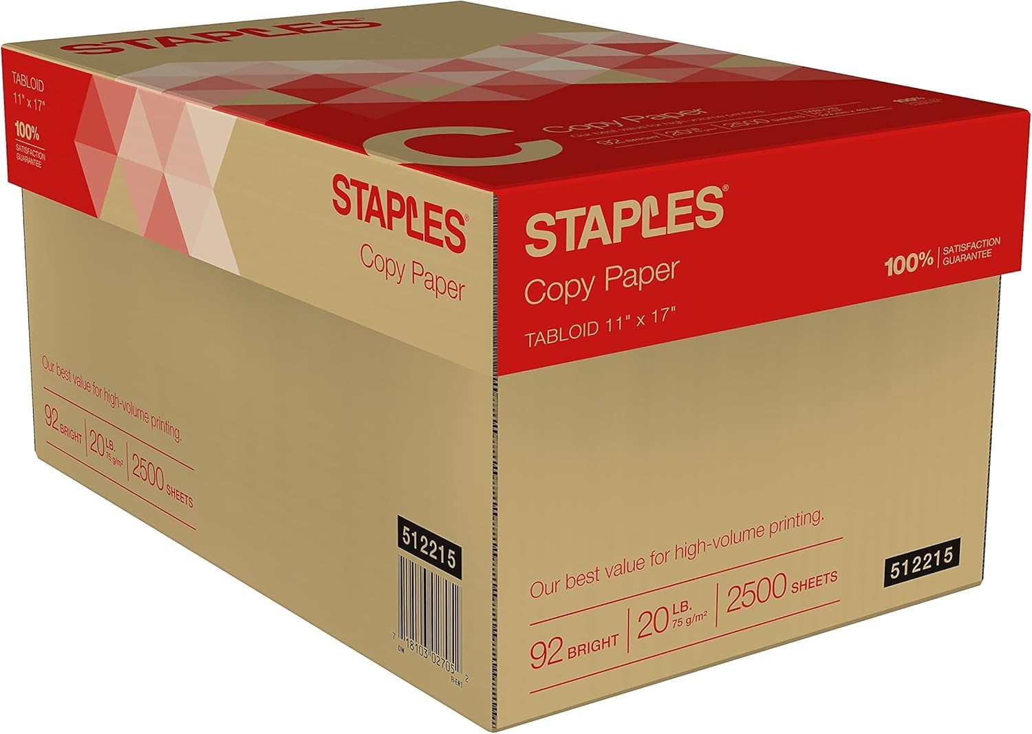 Staples TRU RED Copy & Printer Paper, 8.5 x 11, 20 lb, 92 Bright, 5,000 Sheets/Carton, White Letter Size Paper for Office, School & Home