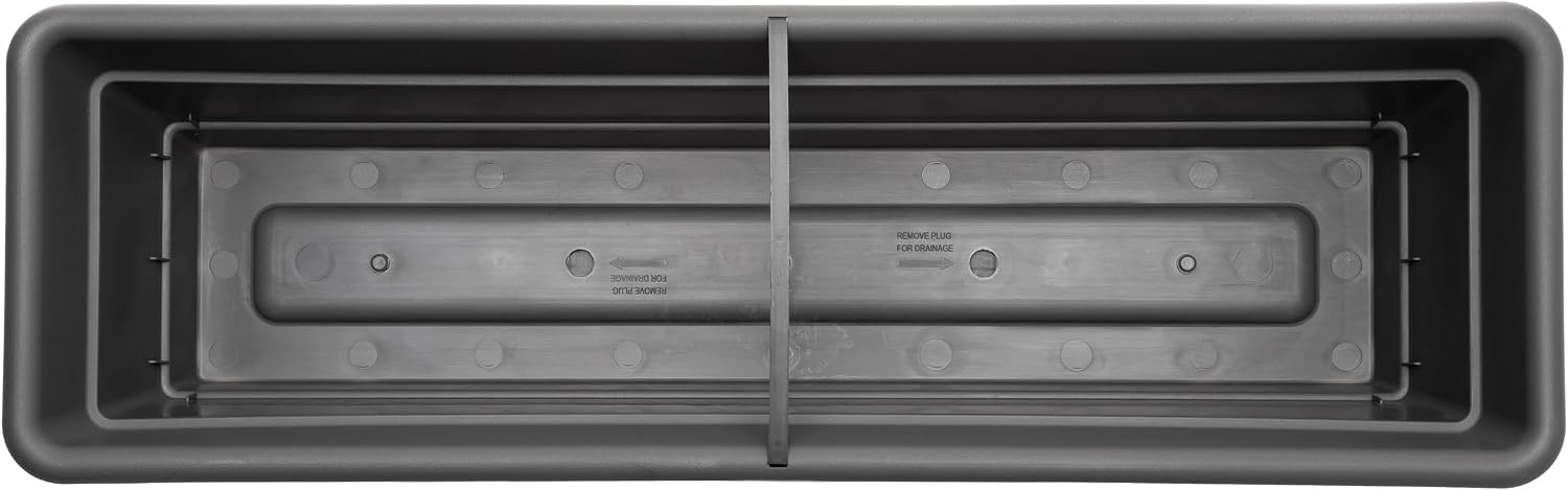 Bloem Dura Cotta Window Box Planter: 24" - Terra Cotta - with Tray, Weatherproof Resin Box, Removable Tray for Indoor & Outdoor Use, Gardening, 3 Gallon Capacity