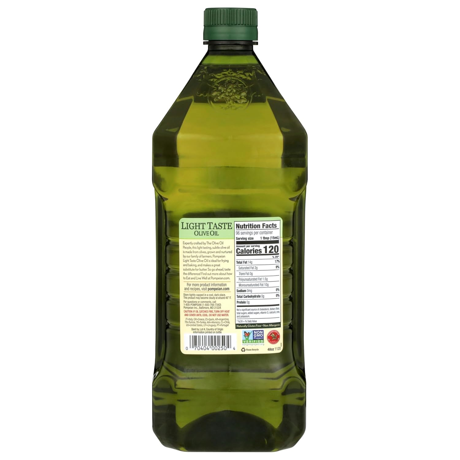 Pompeian Light Taste Olive Oil - 48 fl oz | Olive Oil for High Heat Cooking - Light Flavor for Baking and Sauteing - High Smoke Point