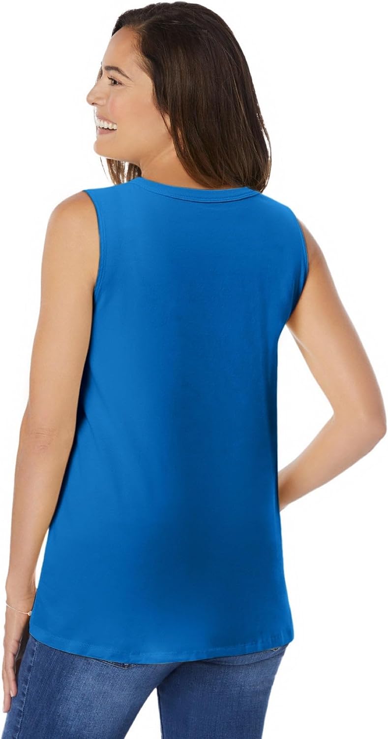 Woman Within Perfect Sleeveless Shirred V-Neck Tunic