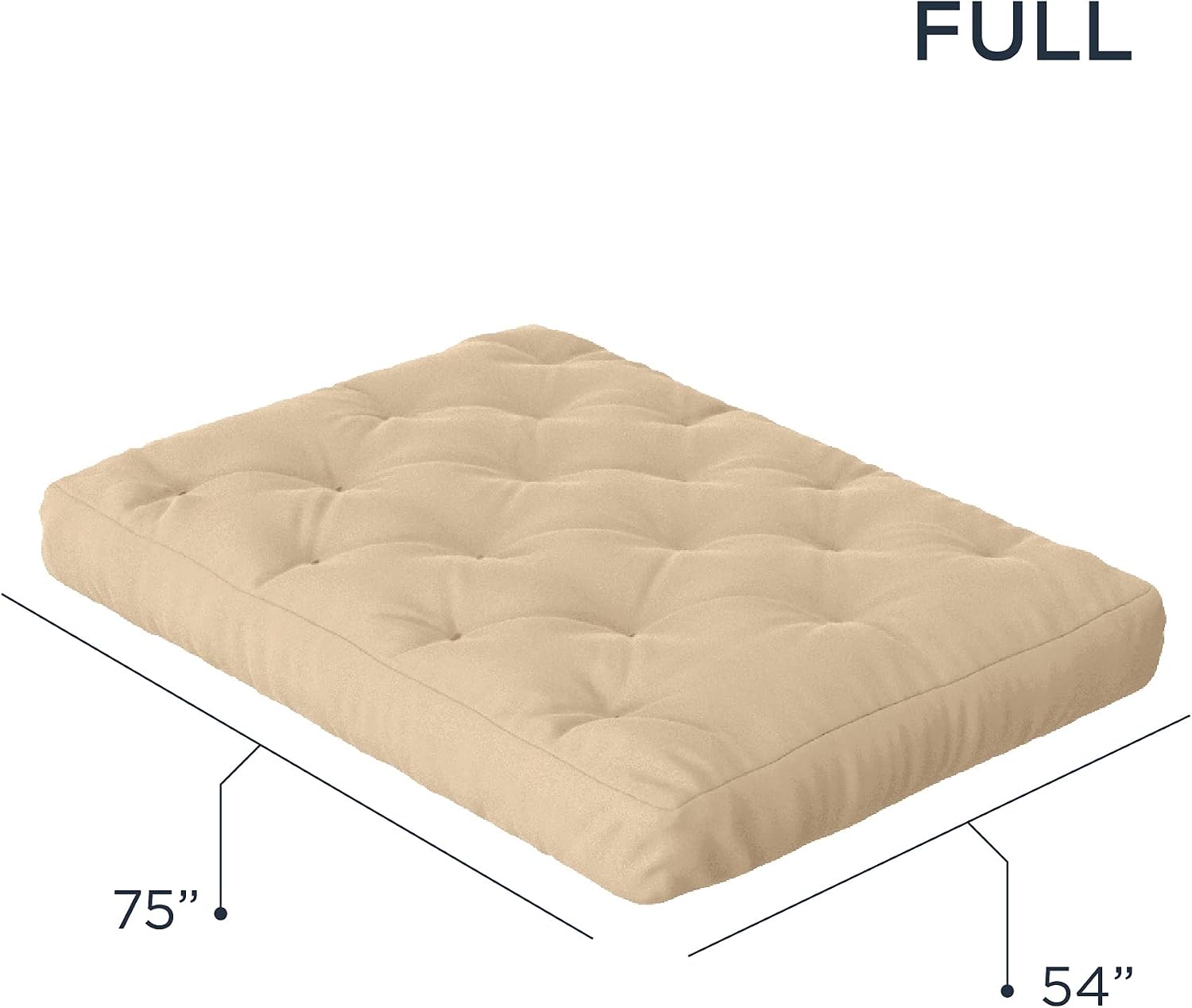 Royal Sleep Products by The Futon Factory 8 inch Memory Foam Futon Mattress - Khaki Cover - Queen Size - CertiPUR Certified Foams - Made in The USA (Frame Not Included)