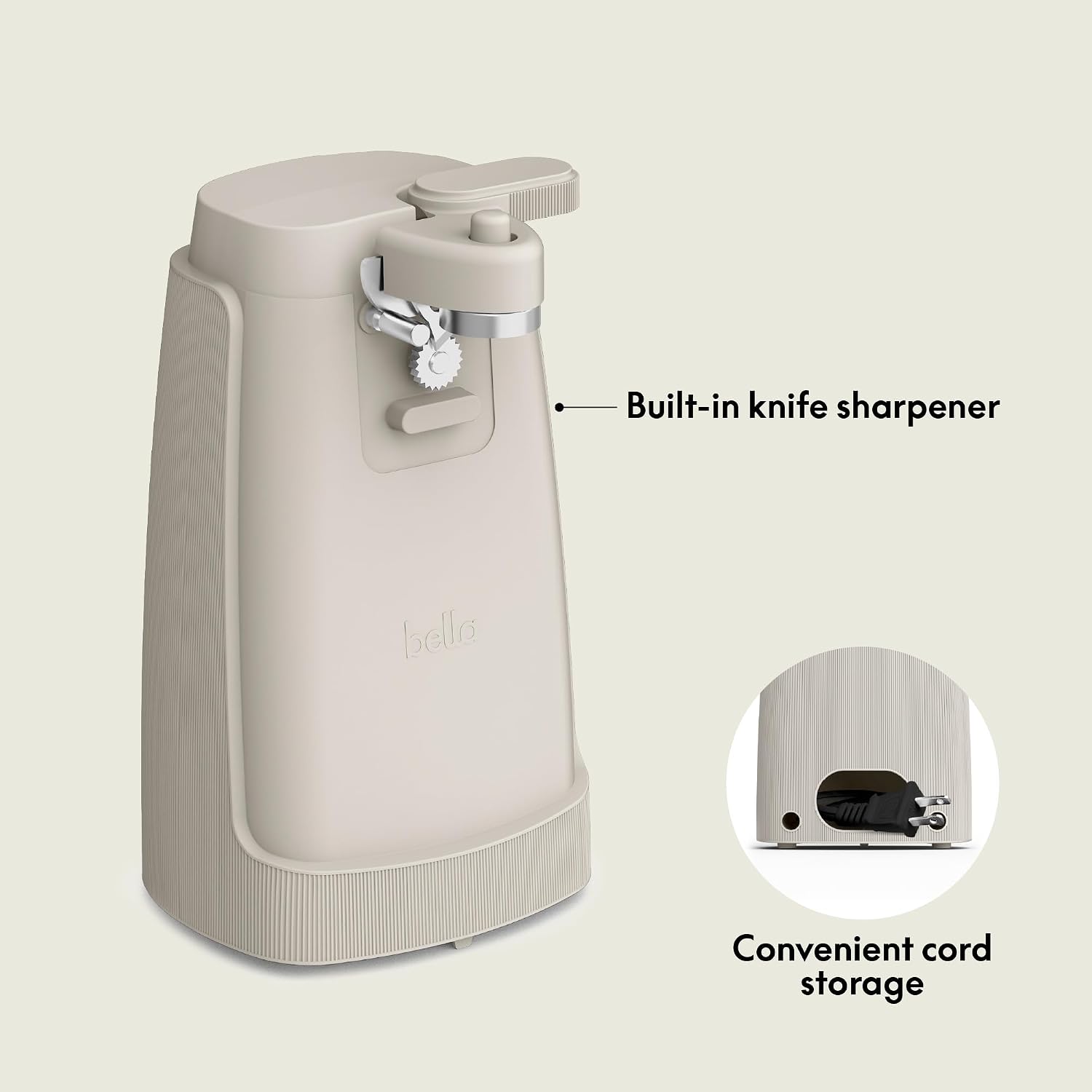 bella Electric Can Opener and Knife Sharpener, Black