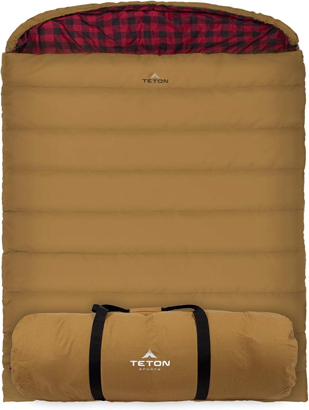 Teton Mammoth Queen Size Double Sleeping Bag- A Warm Bag the Whole Family can Enjoy – Great for Camping, Hunting and Base Camp. Compression Sack Included
