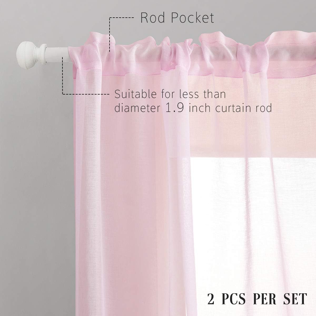 Off White Semi Sheer Curtains 72 Inches Long Faux Linen Off White Sheers Curtain for Bedroom Living Room Girls Kids Room 2 Panels 52x72 Inch Length