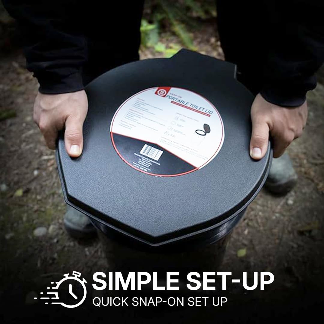 72 HRS Premium Portable Camping Toilet Seat with Lid for 5 Gallon Buckets | Portable Toilet for Outdoor Camping, Hiking, Emergency Prep, Backcountry