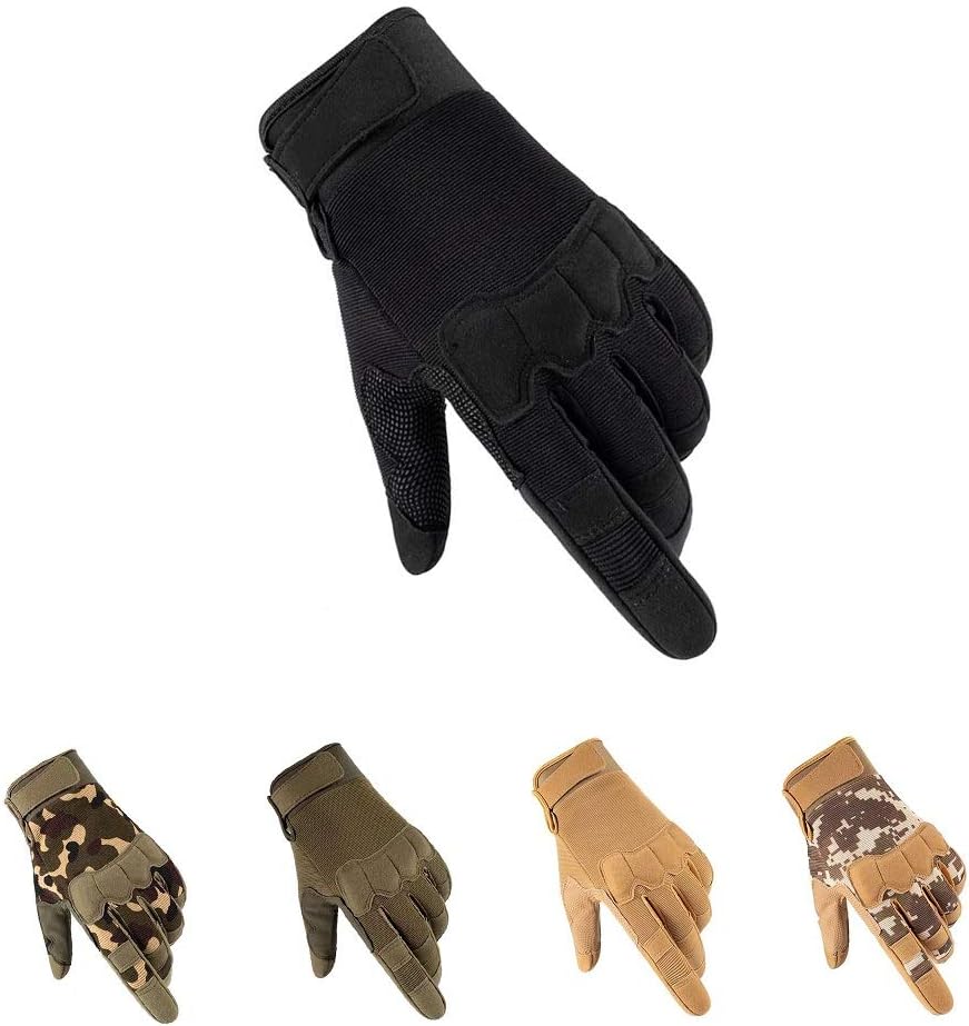 HYCOPROT Full Finger Gloves, Touch Screen Knuckle Protective Breathable Lightweight Outdoor Gloves for Shooting, Hunting, Motorcycling, Climbing