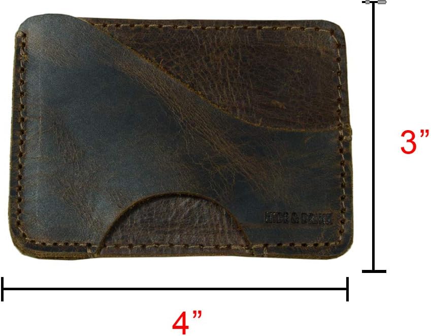 Hide & Drink, Leather Double Sided Card Holder, Holds up to 6 Cards, Slim Wallet, Front Pocket Accessories