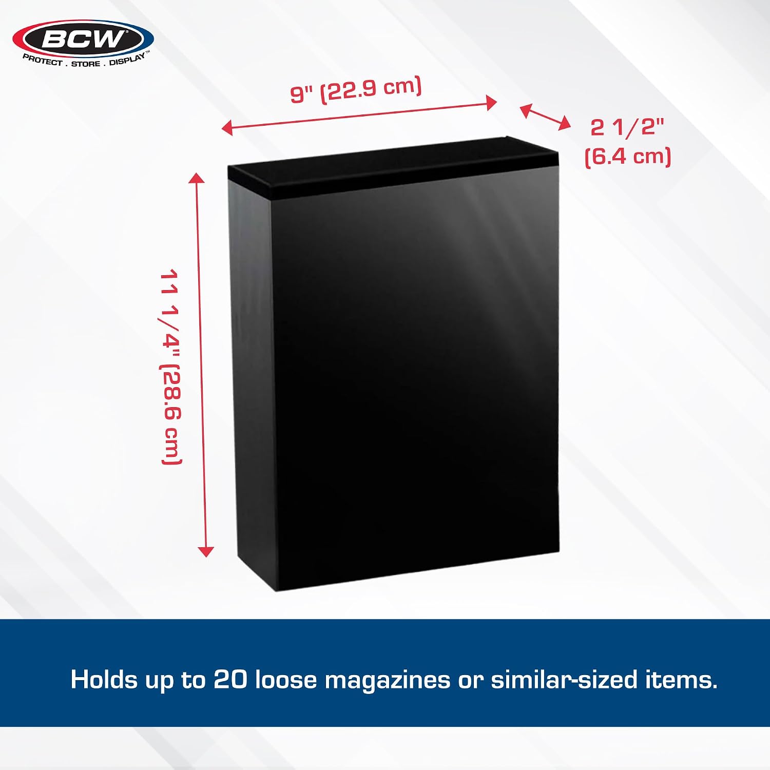 BCW Magazine File Holder - Black | Holds up to 20 Magazines | Magnetic Closure | Magazine Storage Box Holder | Magazine Box Ideal Organizer for