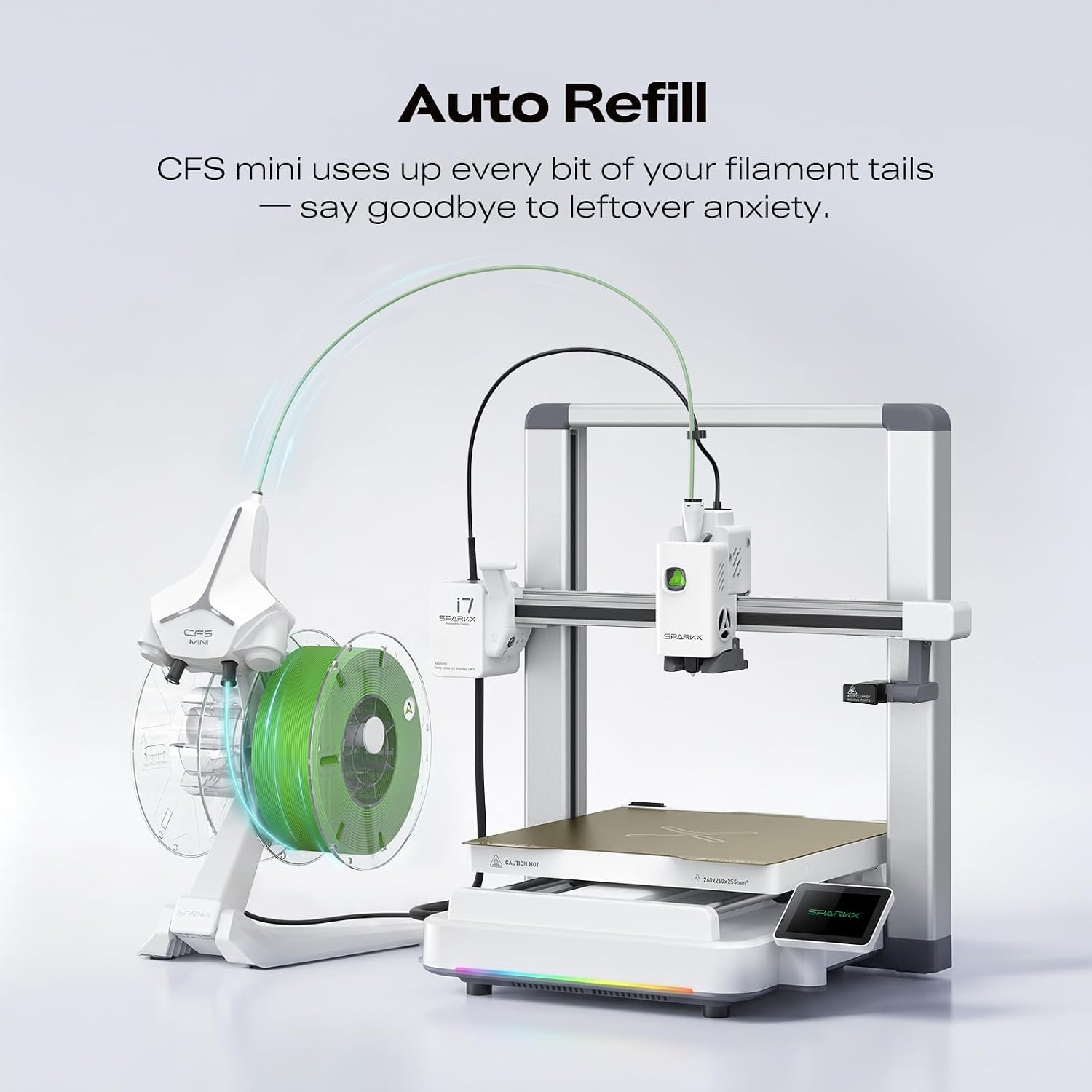 Creality SPARKX i7 Combo 3D Printer, Multi Color with CFS Lite High Speed AI Photo-to-3D Printing 95% Pre-Assemble Auto-Leveling Custom RGB Quick-Swap Essential Parts 10.24×10.24×10 inch