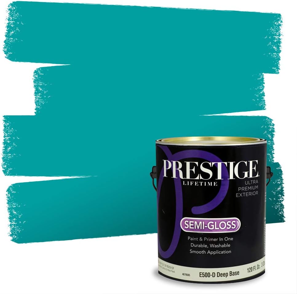PRESTIGE Paints Exterior Paint and Primer In One, 1-Gallon, Semi-Gloss, Comparable Match of Sherwin Williams* Nifty Turquoise*