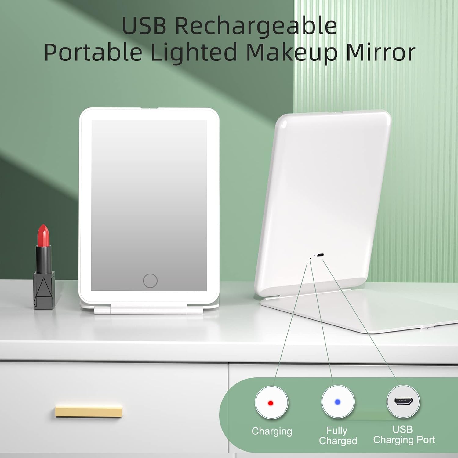 FUNTOUCH Rechargeable Travel Makeup Mirror with 72 Led Lights