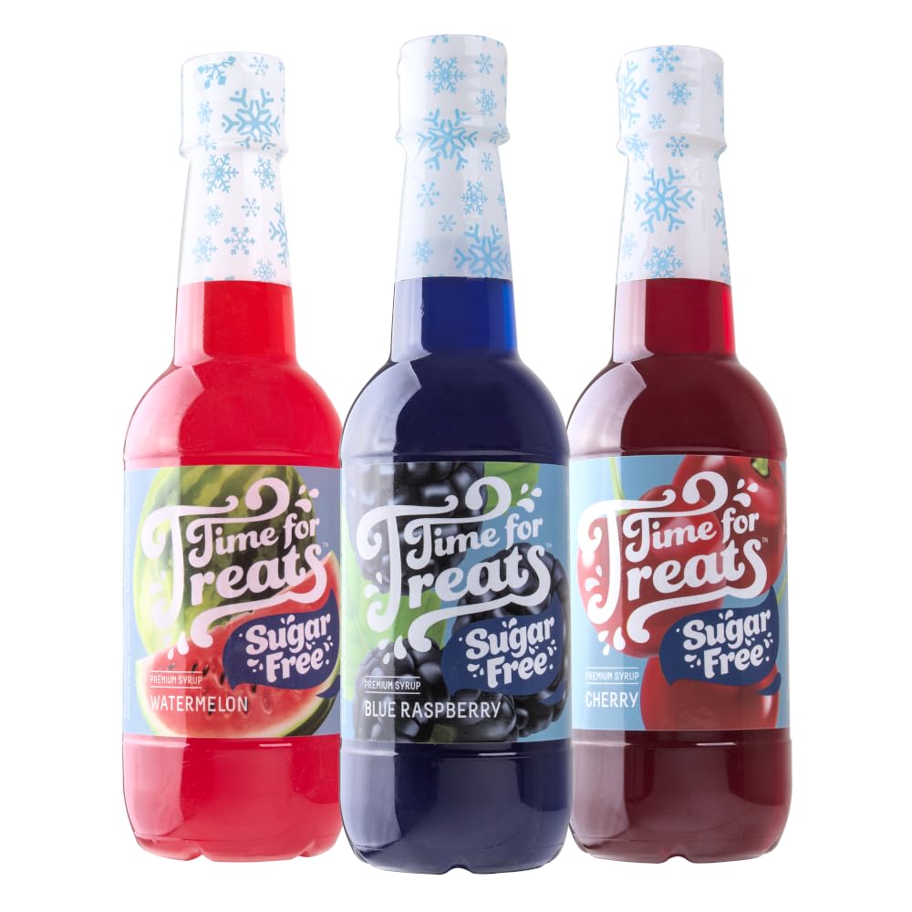 Time For Treats 3-Pack Tropical Punch, Watermelon, Lime Syrup 16.9 Fluid Ounce Per Bottle for Snow Cones, Homemade Sodas, Cocktails, Coffee, Baking and More