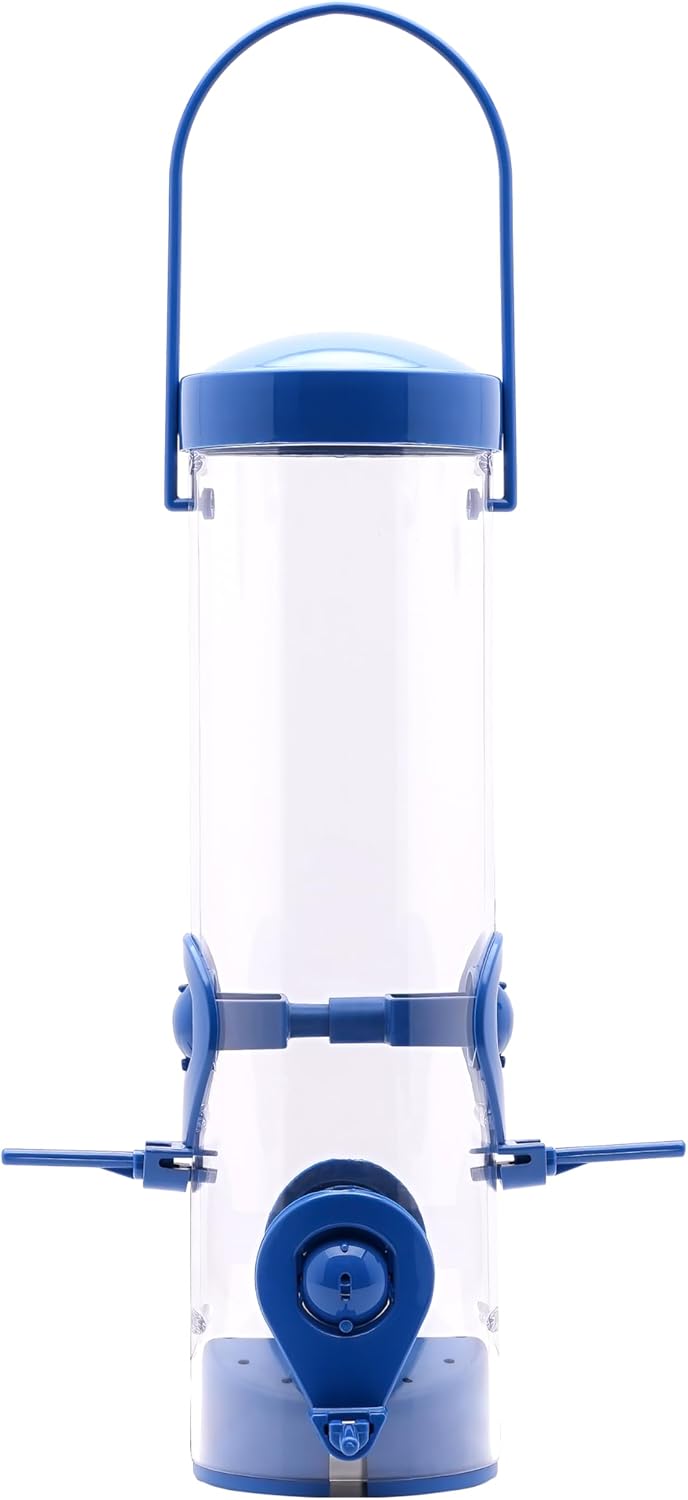 Perky-Pet Navy 2-in-1 Tube Bird Feeder for Outdoors, 4 Port Tube Bird Feeder