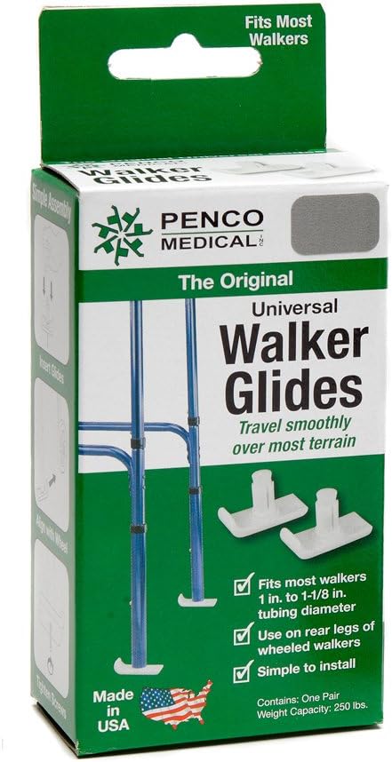 Penco Medical Universal Walker Glides - Silver Gray - 1 Pair
