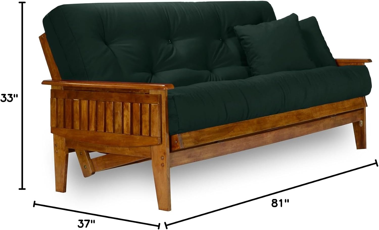 Eastridge Futon Set - Full Size, Frame, 8" Mattress, Twill Black Cover