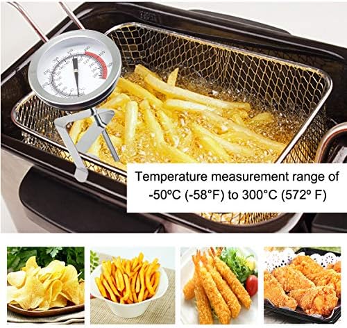 Efeng 15“ turkey fryer thermometer with pot clip (2 Pack), 2" dial candy thermometer with stainless steel clip, oil thermometerr for frying