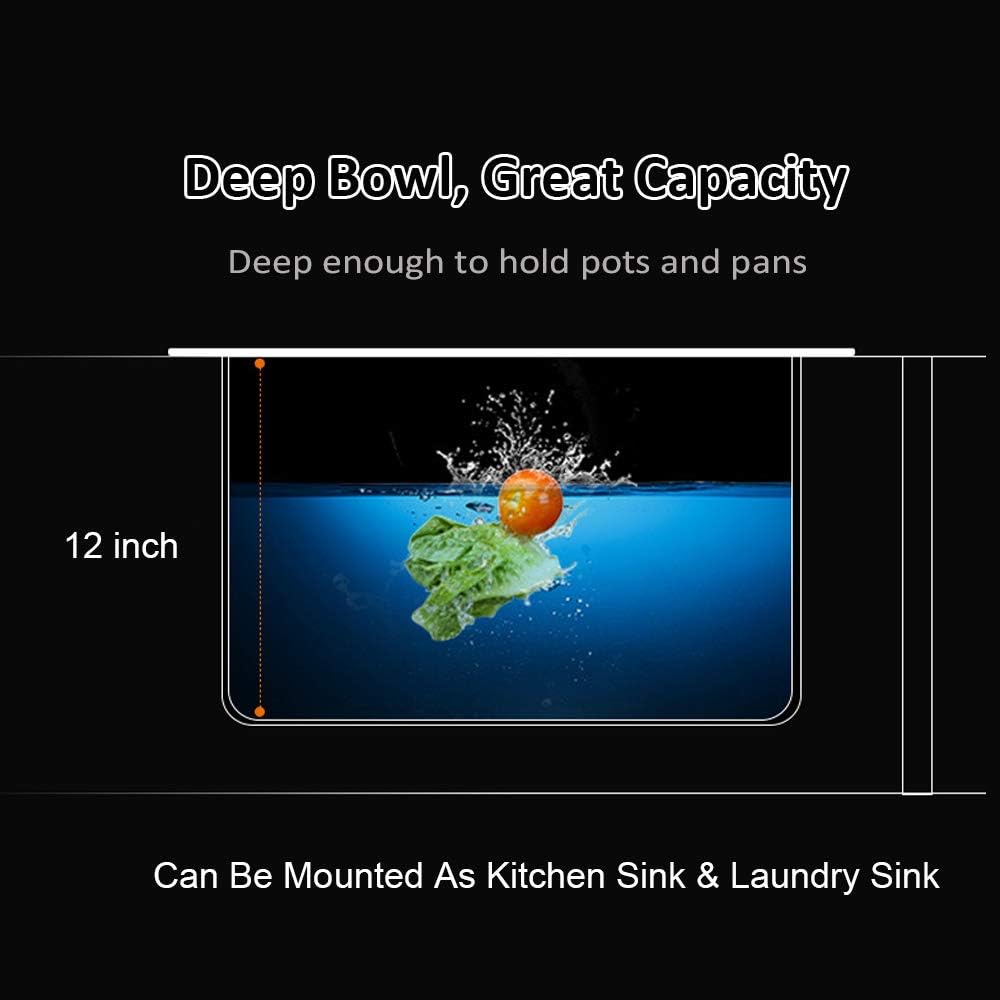 Sarlai 21 Inch Undermount Laundry Sink 21x18x12 Inch Undermount Laundry Utility Sink Deep Single Bowl 16 Gauge Stainless Steel Laundry Tub Sinks