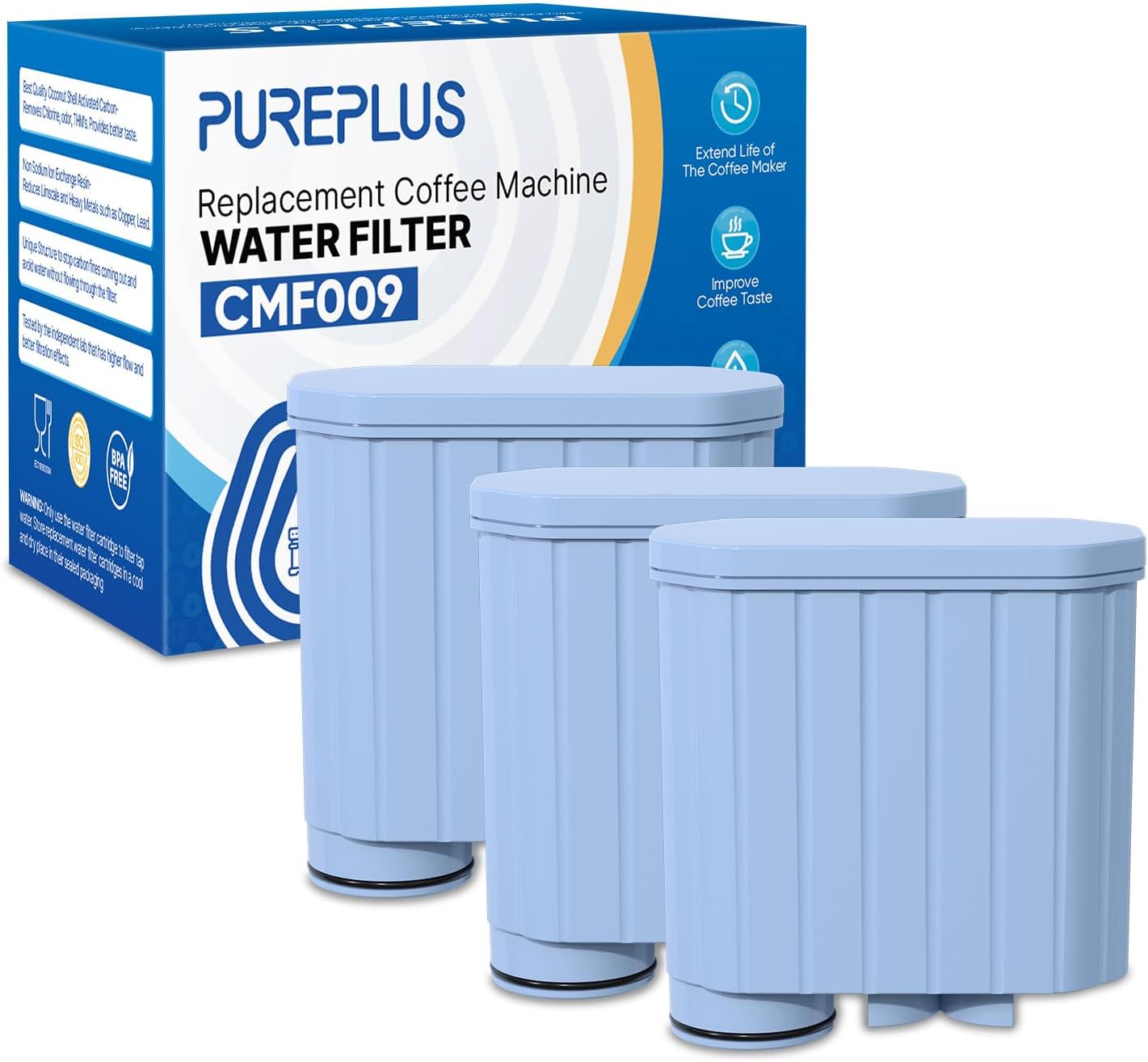 PUREPLUS Coffee Filter Compatible with Philips AquaClean CA6903, Saeco Espresso Machines – High-Grade Resin & Coconut Carbon – Up to 5