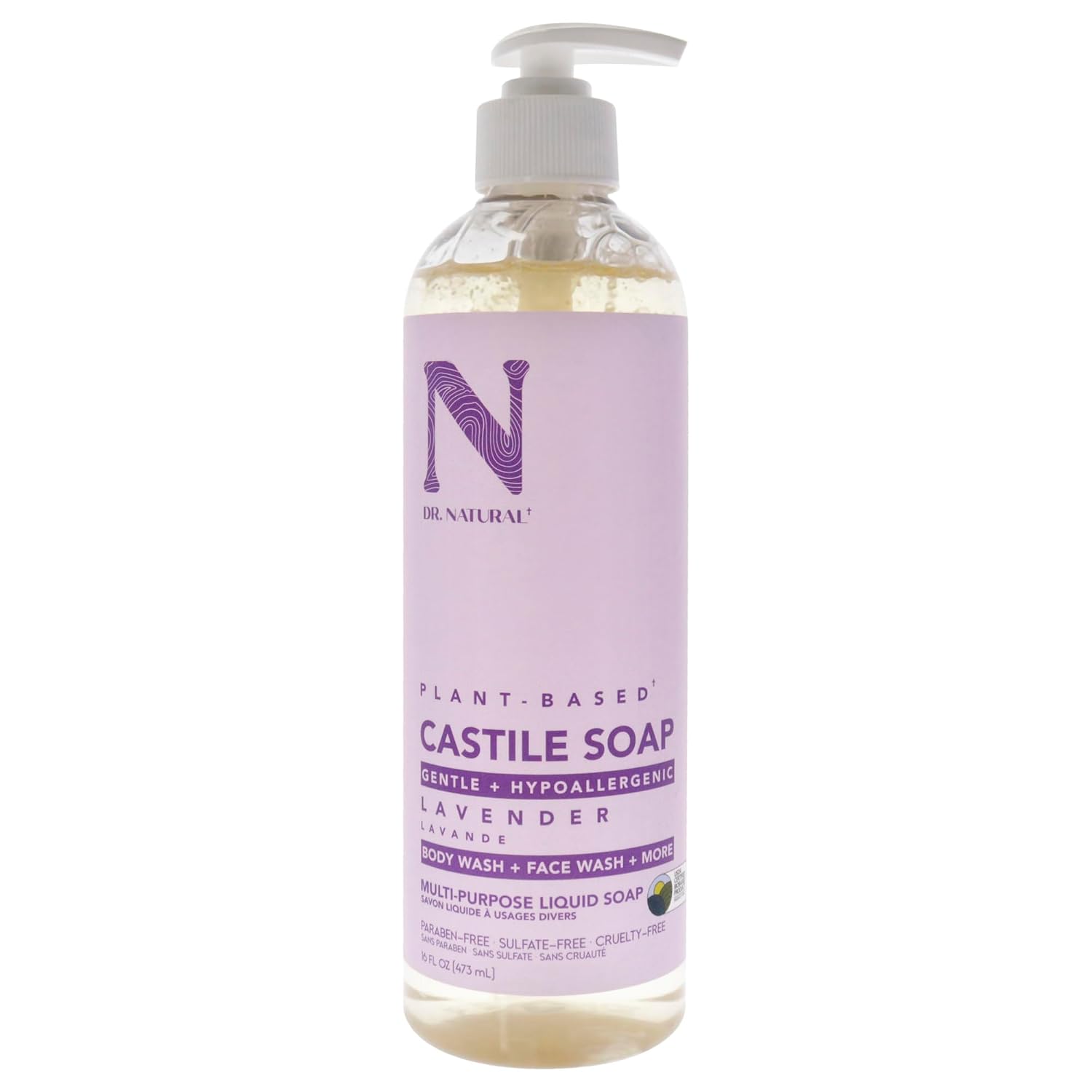 Dr. Natural Castile Liquid Soap - Multi-Use Body Wash, Shampoo and Face Wash - Hydrating Body Soap for Skin, Hair, Pets and Home - Eucalyptus - 32 oz