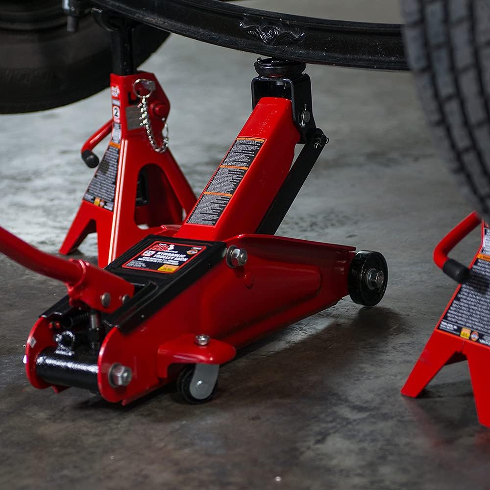 BIG RED AT84007R Torin Hydraulic Low Profile Service/Floor Jack with Dual Piston Quick Lift Pump, 4 Ton (8,000 lb) Capacity, Red