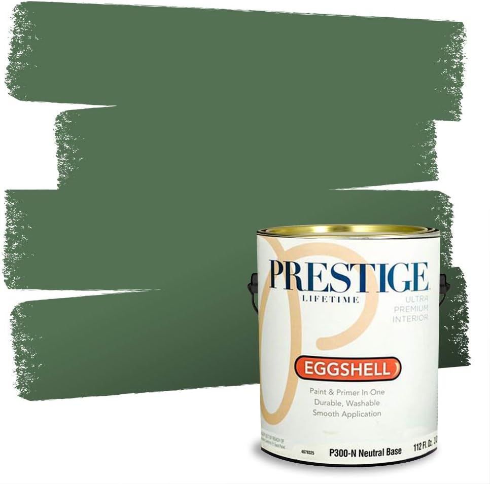 PRESTIGE Paints Exterior Paint and Primer In One, 1-Gallon, Semi-Gloss, Comparable Match of Sherwin Williams* Shamrock*