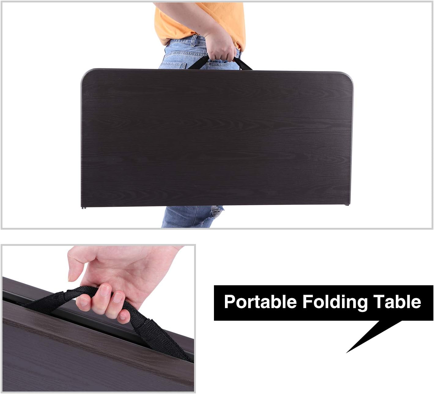 REDCAMP 34" Square Folding Card Table with Resin Top, Portable Fold in Half Small Card Tables with Collapsible Legs for Adults Indoor Outdoor Use