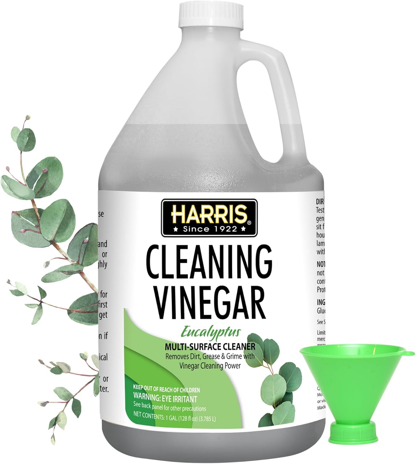 Harris Multi-Purpose Vinegar Household Surface Cleaner, Orange Scent, 128oz, Easy Pour Funnel Included