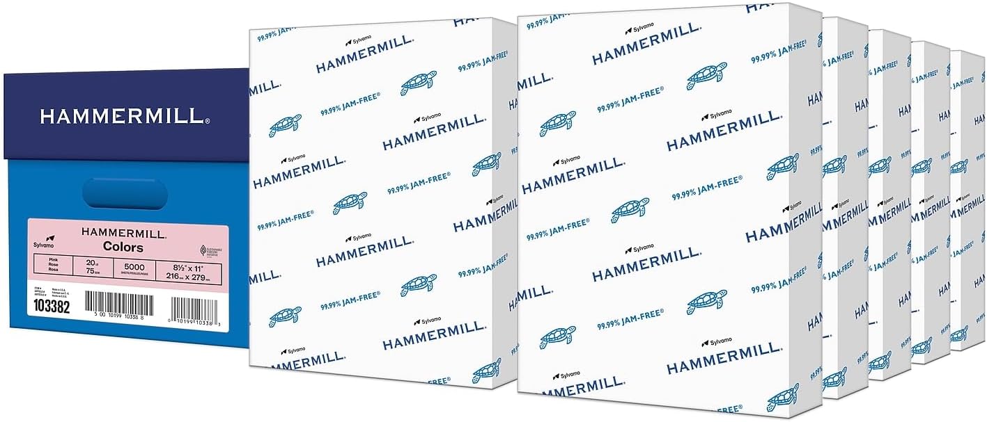 Hammermill Colored Paper, 20 lb Blue Printer Paper, 8.5 x 11 - Made in the USA, Pastel Paper, 103309R - 1 Ream (500 Sheets)