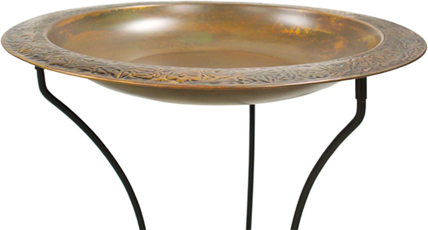 Ancient Graffiti Copper Plated Steel Bird Bath, 22W x 2D x 22H in.