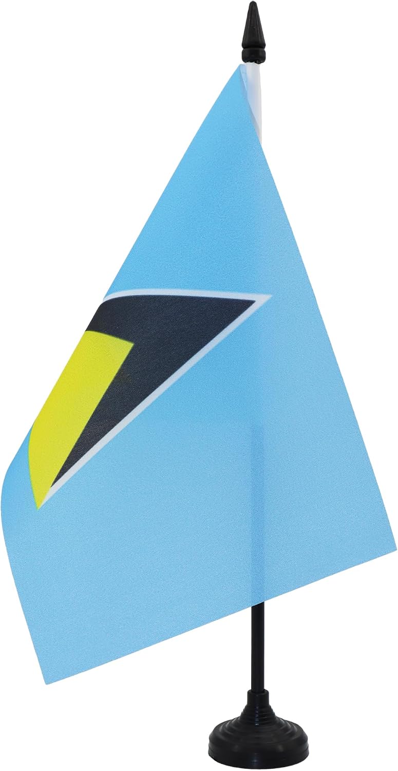 AZ FLAG Nicaragua Table Flag 4x6 in 100D Polyester Plastic Base | Indoor use Nicaraguan 15x10 cm desk flag stitched finish with reinforced edges with plastic pole