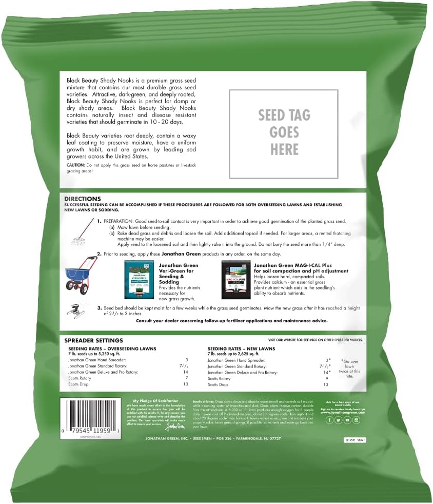 Jonathan Green (11960) Black Beauty Shady Nooks Grass Seed - Cool Season Lawn Seed (25 lb)
