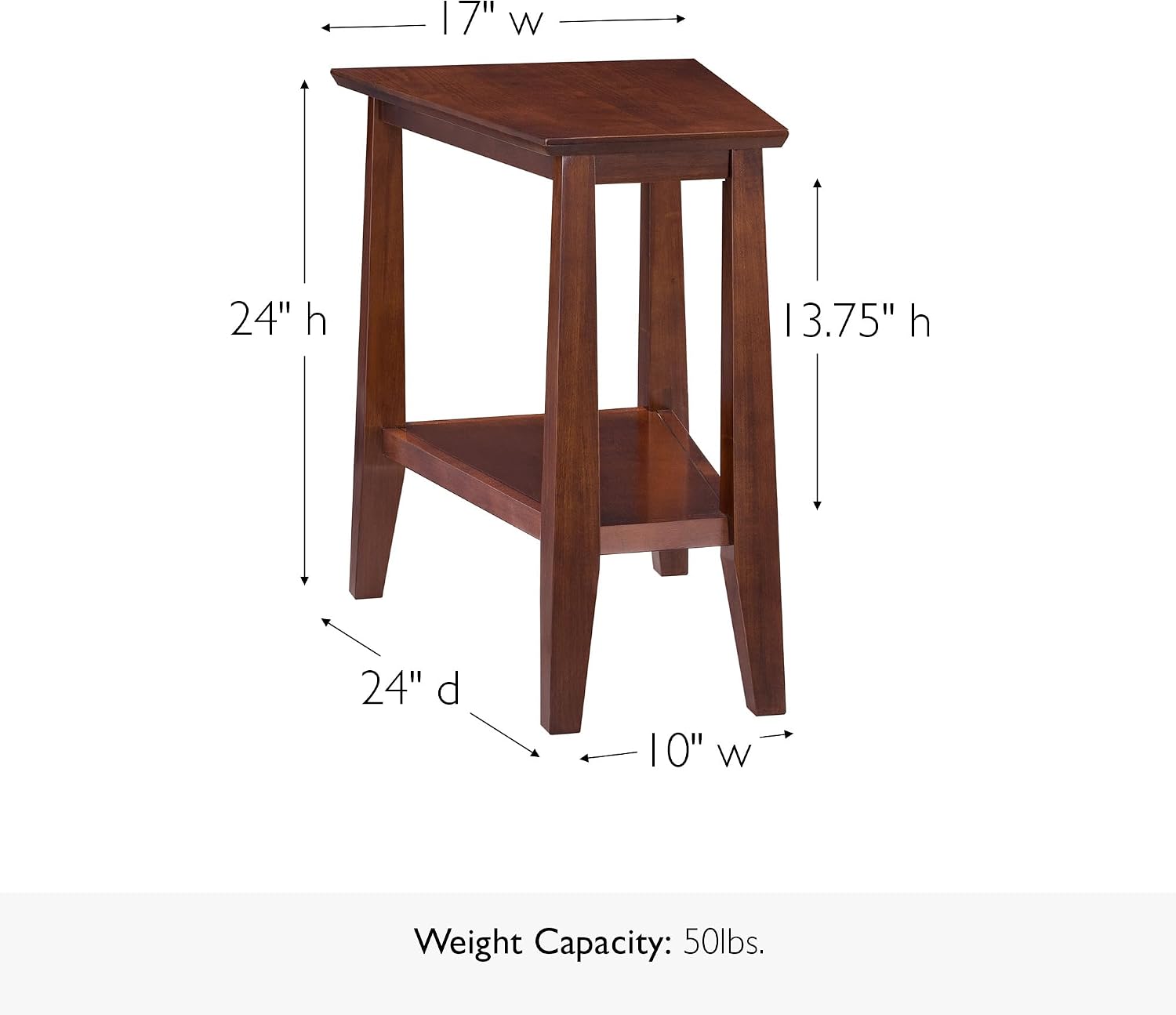 Leick Home Delton Wedge End Table, 17", Sienna