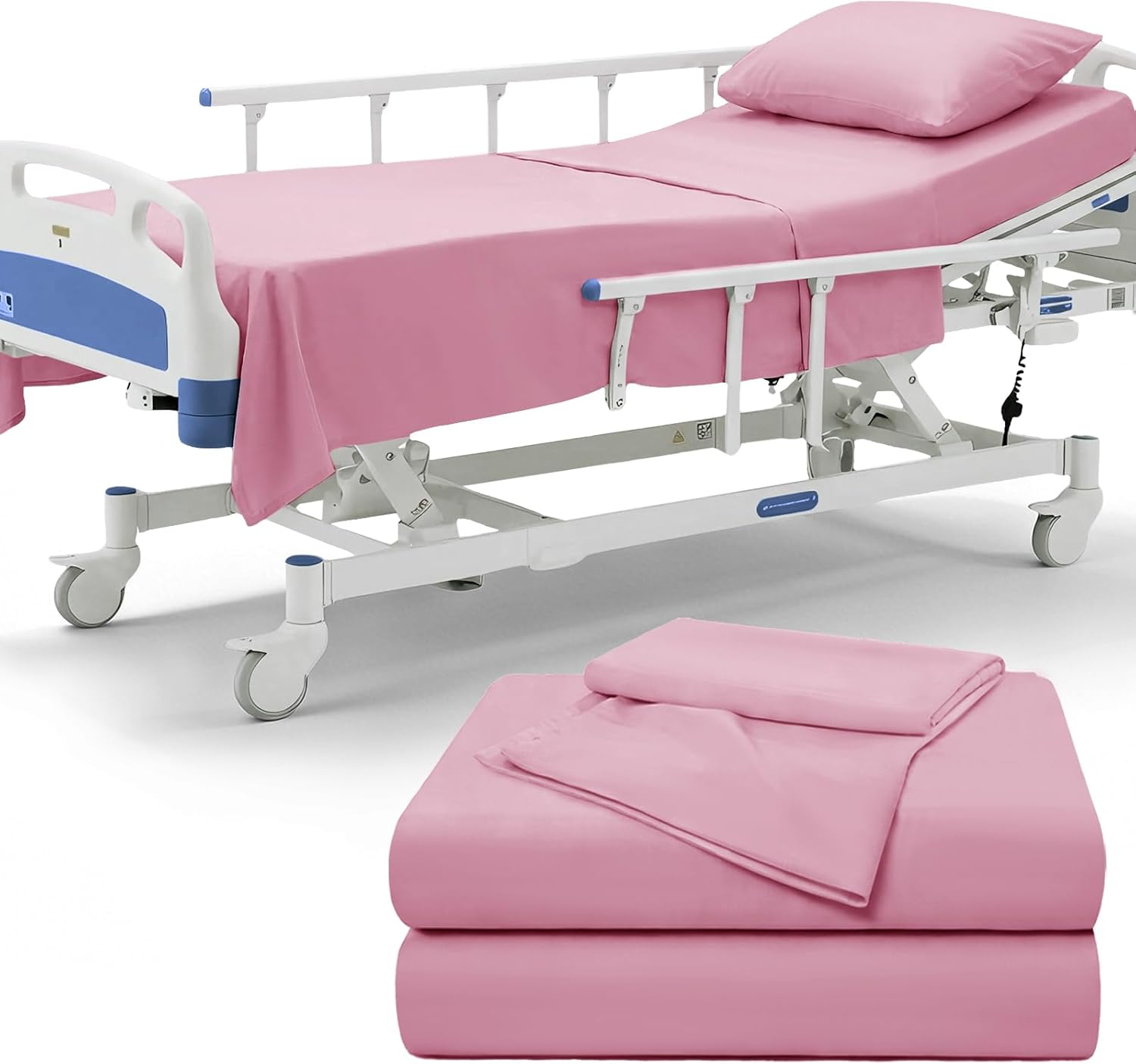 P Pothuiny 6 Piece Hospital Bed Sheet Set, White Brushed Microfiber | Soft Bed Sheets for Home/ Nursing/ Hospital Care Bed , 2 Deep Pocket Fitted Sheet 36"x80"+12", 2 Flat Sheet, 2 Pillowcases