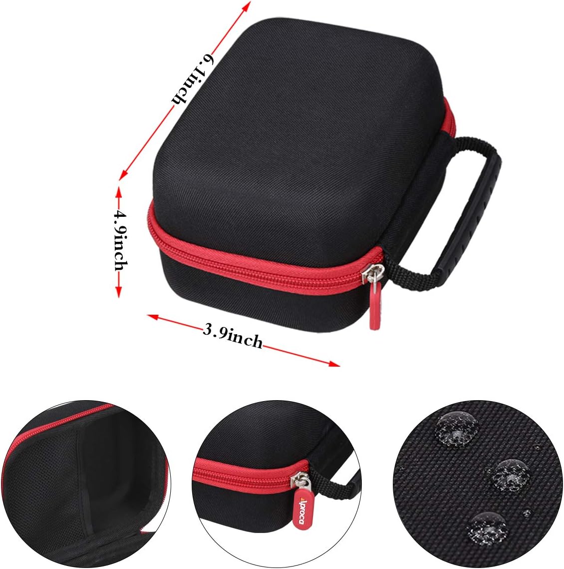 Aproca Case Compatible with Cricut EasyPress Mini Heat Press, Storage Portable Bag for Machine and Accessories -Black with Red Zipper (Case Only)