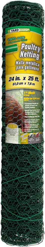 YARDGARD 1 Inch Poultry Netting, Chicken Wire Fence, 20 Gauge Galvanized Steel, Rabbit Fencing, Bird Enclosures, Garden Protection and Plant Support, 24 Inches x 150 Feet