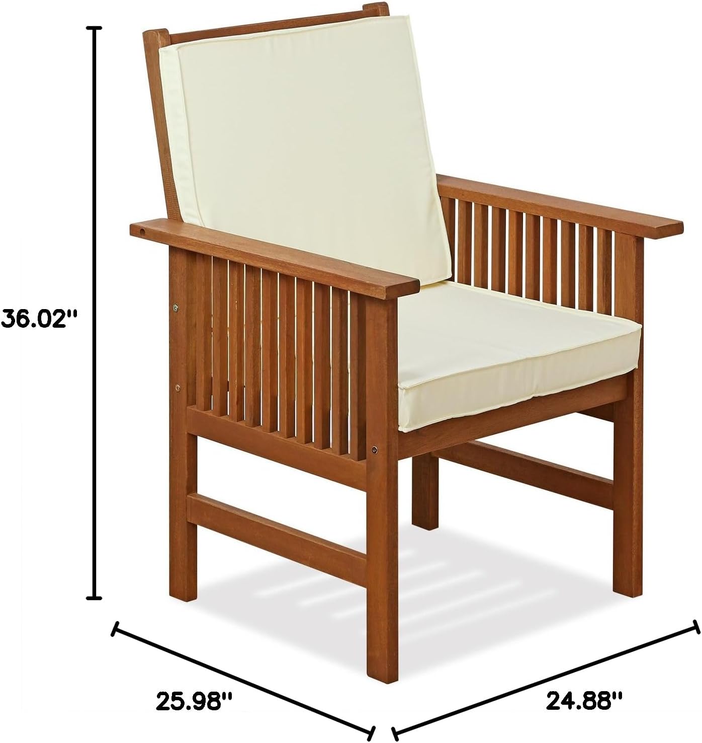 Furinno TIOMAN Patio Chair, Mediterranean Outdoor Lawn Chair, Armchair with Cushion, for Patio, Garden, Porch, Natural