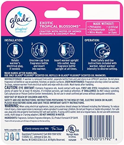 Glade PlugIns Refills Air Freshener Starter Kit, Hawaiian Breeze, Scented and Essential Oils for Home and Bathroom, 0.67 Fl Oz, 1 Warmer + 1 Refill