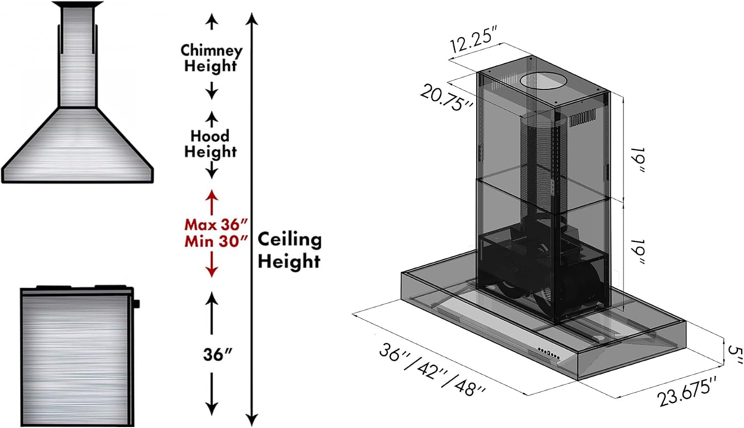 ZLINE 42" Ducted Outdoor Island Mount Range Hood in Stainless Steel (KECOMi-304-42)