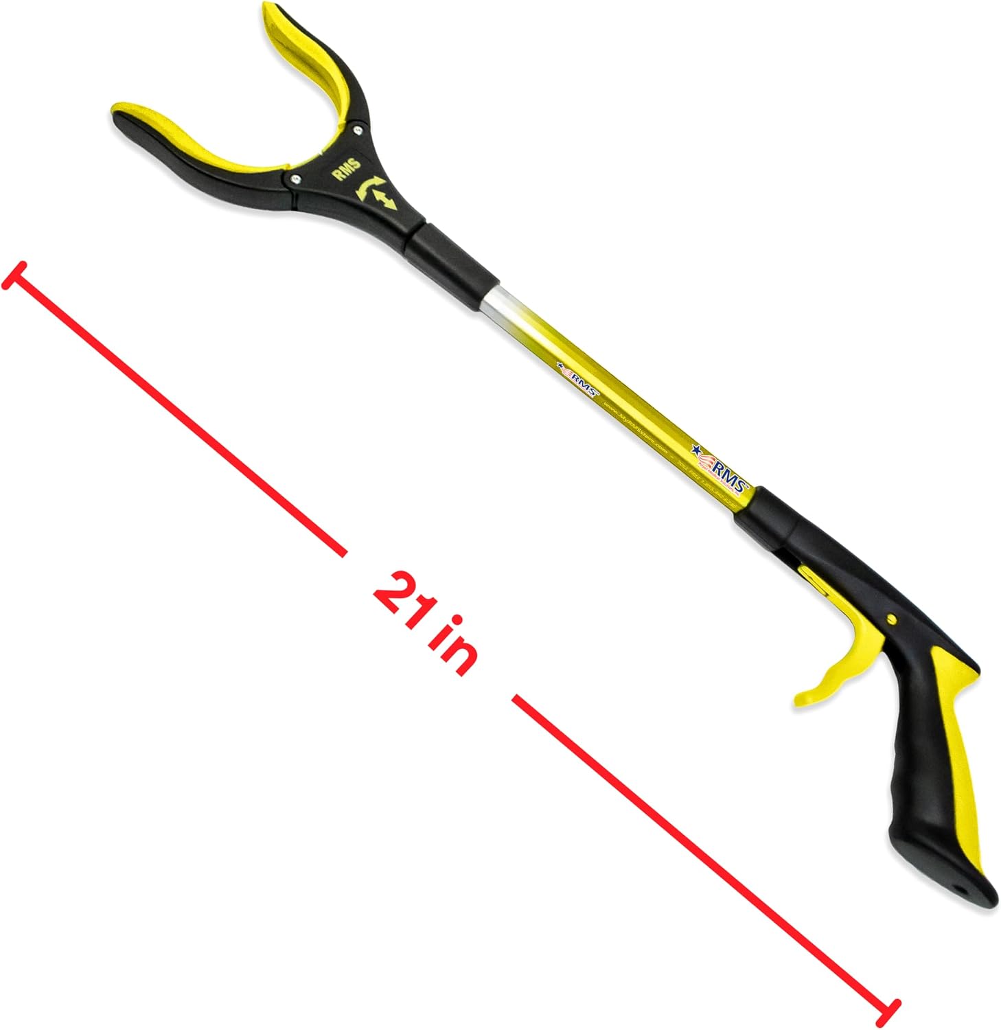 RMS 2-Pack 34 Inch and 21 Inch Grabber Reacher with Rotating Jaw | Mobility Aid Reaching Tool, Short and long options retrieve household items from floors, shelves, vehicles and tight spaces