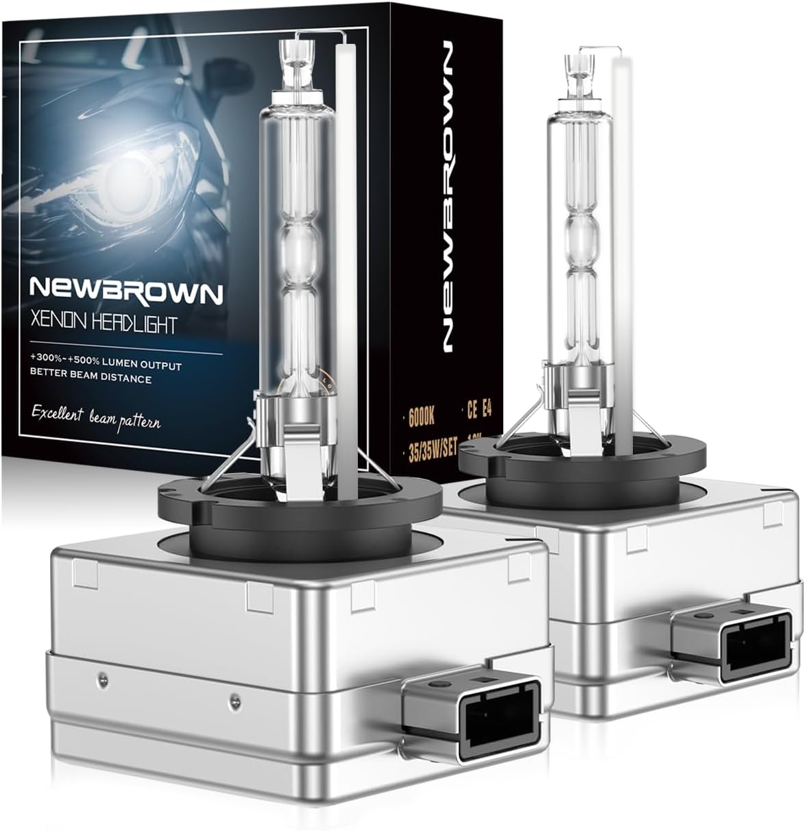 NEWBROWN H11 Headlight Bulb Halogen 5000K Super White Light Long Life Replacement PGJ19-2 12V/55W (H11, 2 Pack)