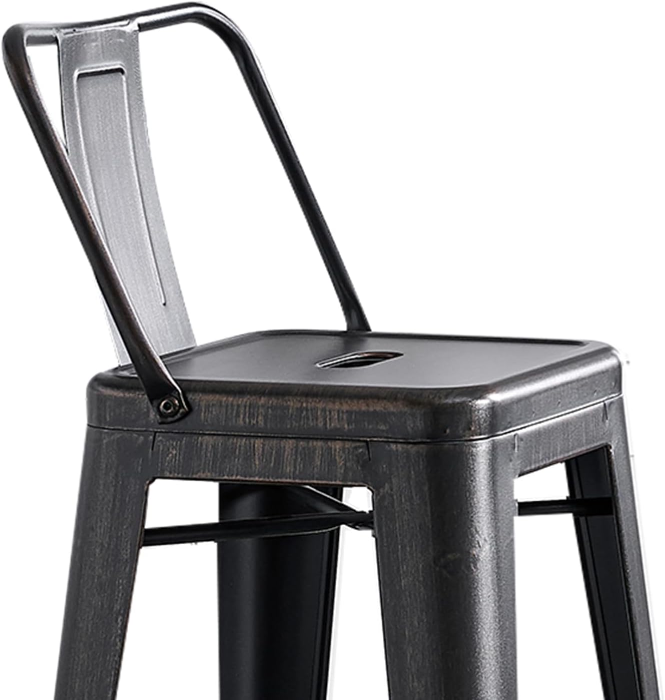 AC Pacific 30” Metal Barstool Set of 2 – Country Rustic Style with Low Back, Lightweight & Sturdy Build, Easy Assembly – Matte Black